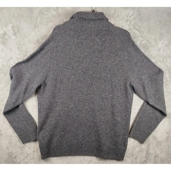 J.Crew Shawl Collar Merino Wool Gray Speckled Sweater Mens XL Rugged Fall - Picture 2 of 11